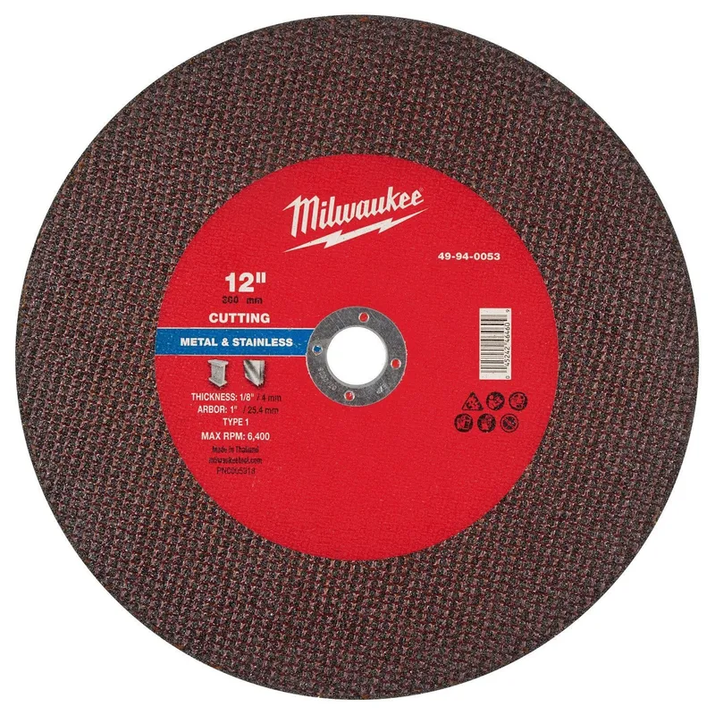 Milwaukee 12 in x 1/8 in x 1 in Type 1 Metal Cut Off Wheel (10 Pack)