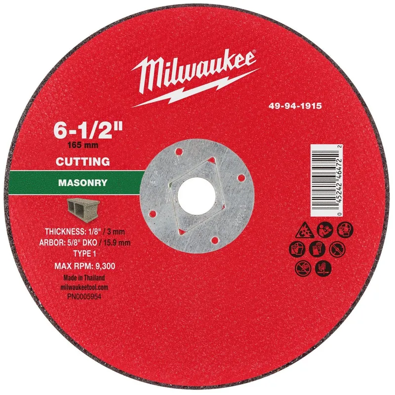 Milwaukee 6-1/2 in. Type 1 DKO Masonry Cut Off Wheel 5/8 in. Arbor (10 Pack)