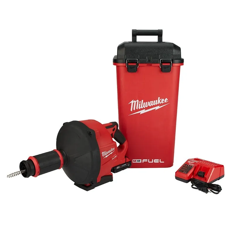 Milwaukee M18 Fuel Drain Snake Drain Cleaner with Cable-Drive Kit-A