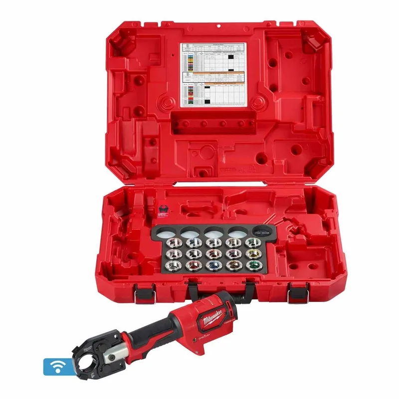 Milwaukee M18 FORCE LOGIC 600 MCM Crimper with #8 - 600 MCM Cu Dies