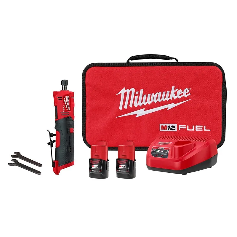 Milwaukee M12 FUEL Straight Die Grinder, 2 Battery Kit