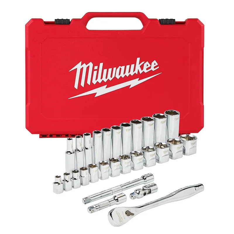 Milwaukee 3/8" Drive 28 Piece Ratchet & Socket Set- SAE