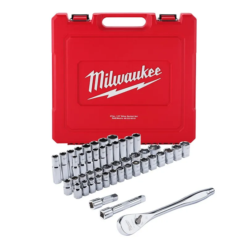 Milwaukee 47Pc 1/2" Socket Wrench Set – SAE & Metric