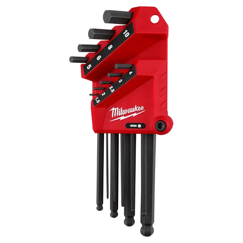 Milwaukee 9-Key Ball End L-Key Set - Metric