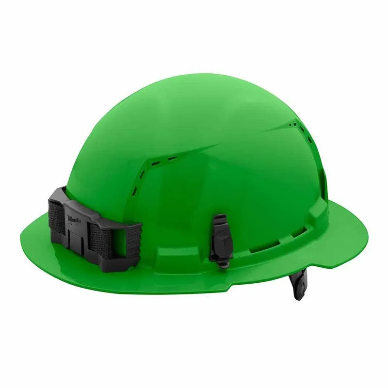 Milwaukee Green Full Brim Vented Hard Hat with 6PT Ratcheting Suspension – Type 1 Class C