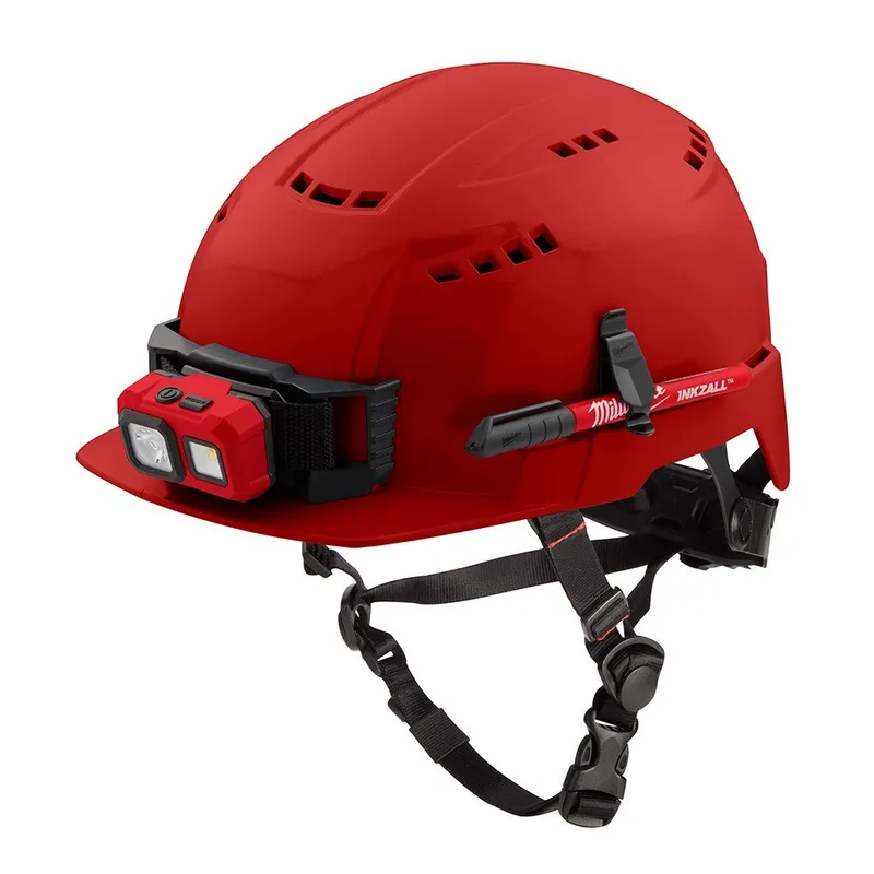 RED FRONT BRIM VENTED SAFETY HELMETS