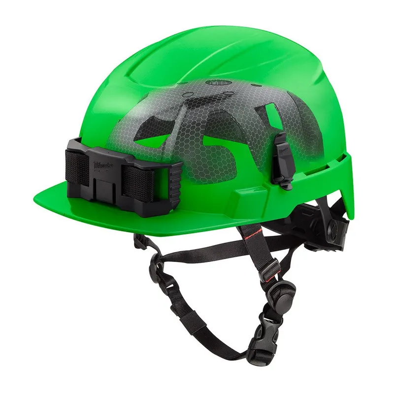 Milwaukee BOLT Green Front Brim Safety Helmet with IMPACT ARMOR Liner (USA) - Type 2, Class E