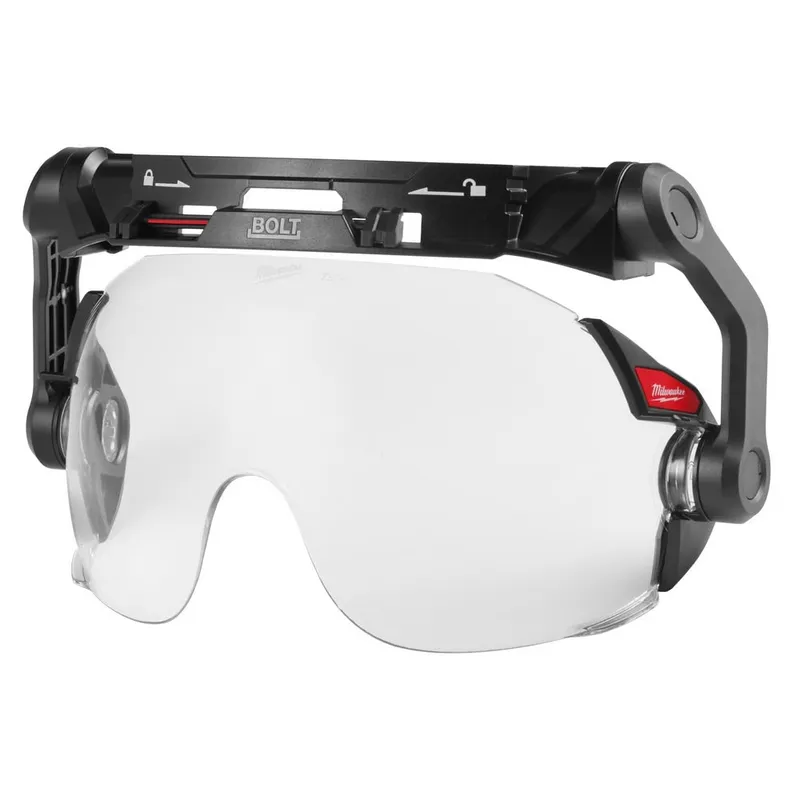 Milwaukee BOLT Eye Visor / Face Shield - Clear Dual Coat Lens with Head Lamp Mount Bracket (Compatible with Milwaukee Safety Helmets)