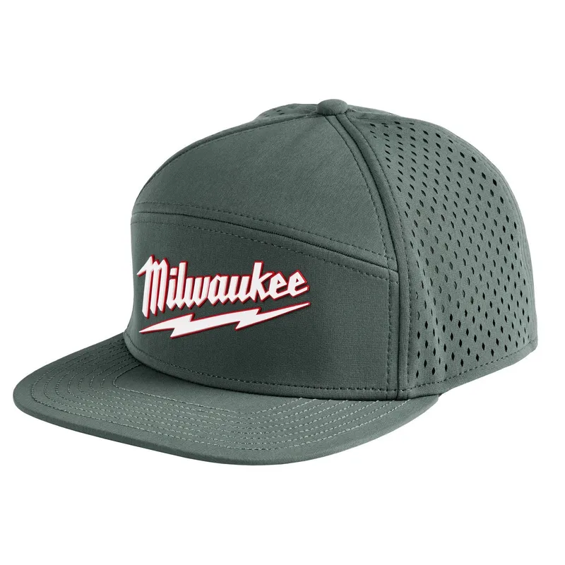 Milwaukee Flat-Brim Snapback Hat with Laser-Cut Ventilation and Moisture-Wicking Sweatband