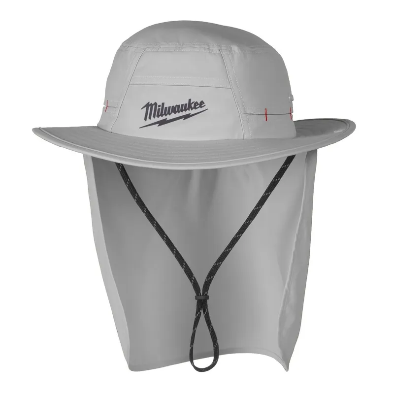 Milwaukee WORKSKIN Sunshade Hat with UPF 50 Plus Sun Protection and Detachable Neck Shade Gray LXL