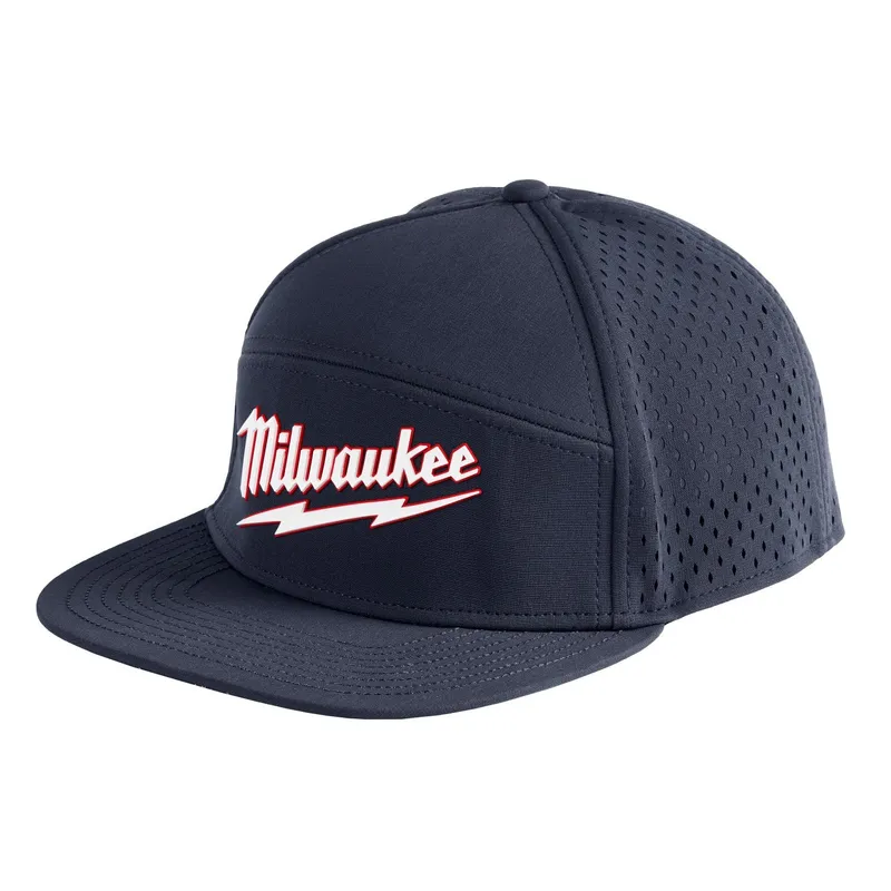 Milwaukee Flat Brim Snapback Hat with Moisture Wicking Sweatband Blue