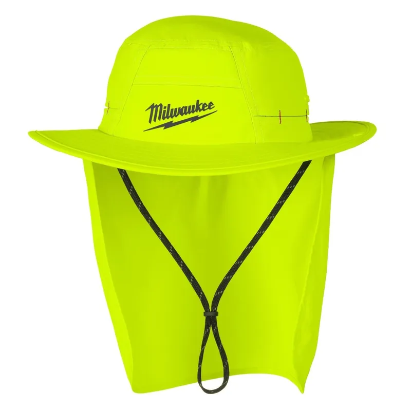 Milwaukee WORKSKIN Sunshade Hat with UPF 50 Plus and 3 in Full Brim Yellow LXL