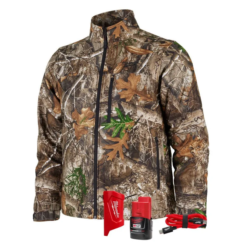 Milwaukee M12 Heated Camo Quietshell Jacket with (1) 3.0 Ah Battery and Charger – L