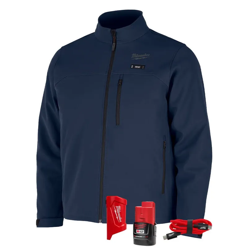 Milwaukee M12 Heated Blue Toughshell Jacket with (1) 3.0 Ah Battery and Charger – M
