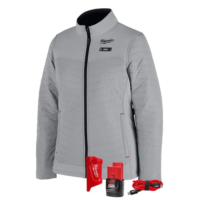 Milwaukee M12 Women's Gray Axis Jacket with (1) 3.0 Ah Battery and Charger – M