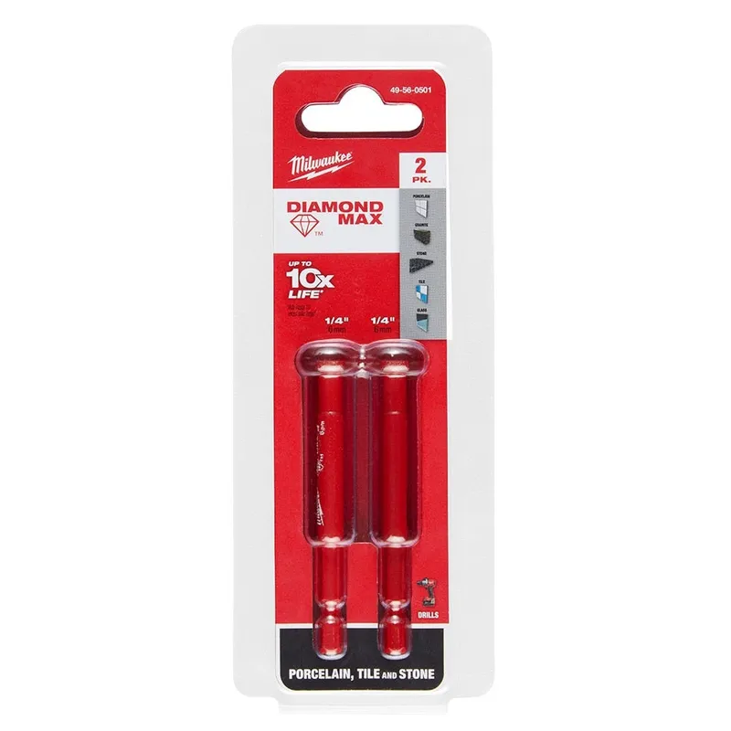 Milwaukee DIAMOND MAX 1/4" Diamond Grit Hole Saw 2 PK