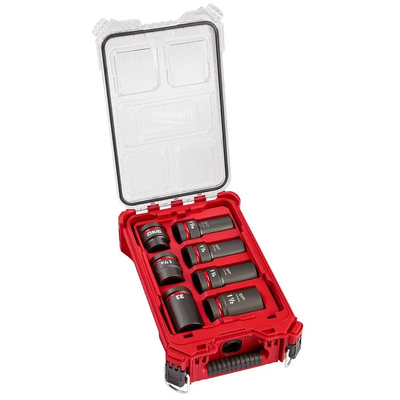 Milwaukee SHOCKWAVE Impact Duty 1” Drive 7PC MM & SAE Wheel Service Socket PACKOUT Set