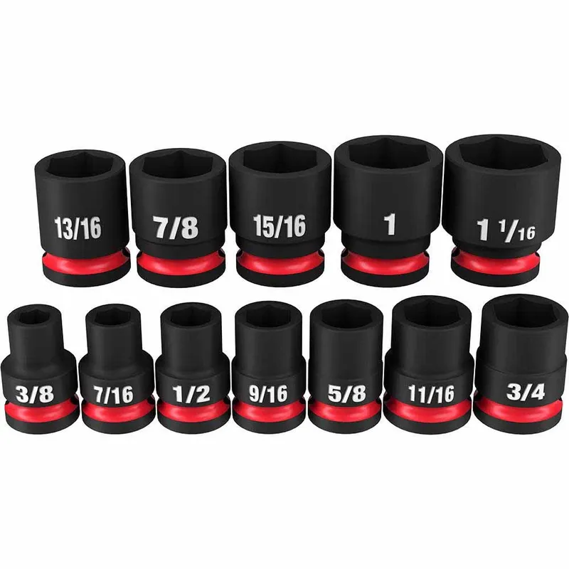Milwaukee 12PCSHOCKWAVE Impact Duty 1/2" Drive SAE Standard 6 Point Socket Set
