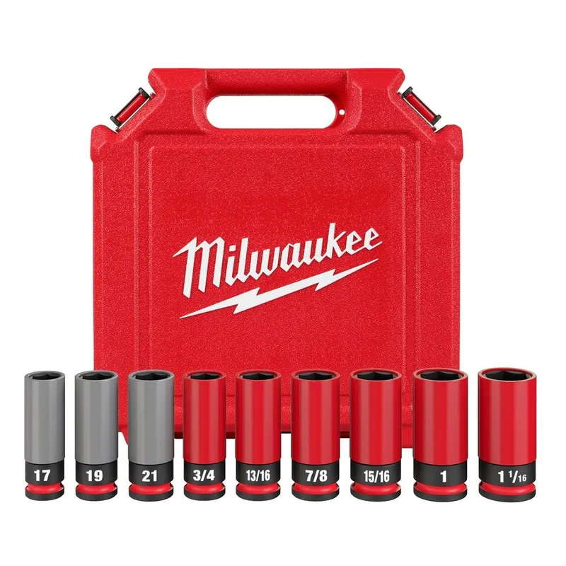 Milwaukee SHOCKWAVE Impact Duty 1/2 Drive SAE & Metric 9PC Lug Nut Wheel Socket Set