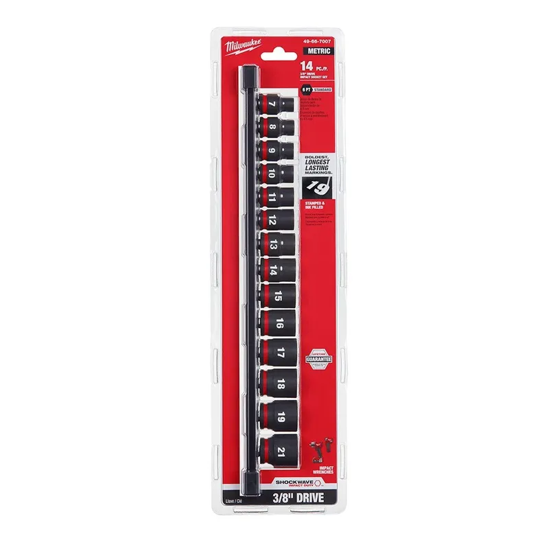 Milwaukee 14PC SHOCKWAVE Impact Duty 3/8" Drive Metric Standard 6 Point Socket Set