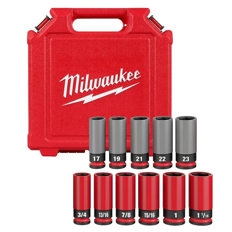 Milwaukee SHOCKWAVE Impact Duty 1/2 Drive SAE & Metric 11PC Lug Nut Wheel Socket Set