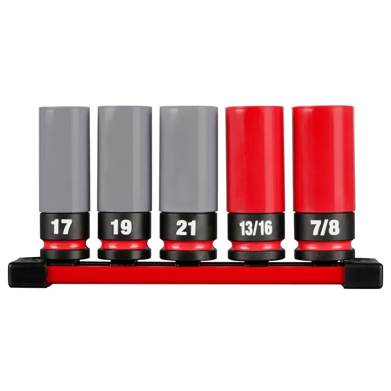 Milwaukee SHOCKWAVE Impact Duty 1/2 Drive SAE & Metric 5PC Lug Nut Wheel Socket Set