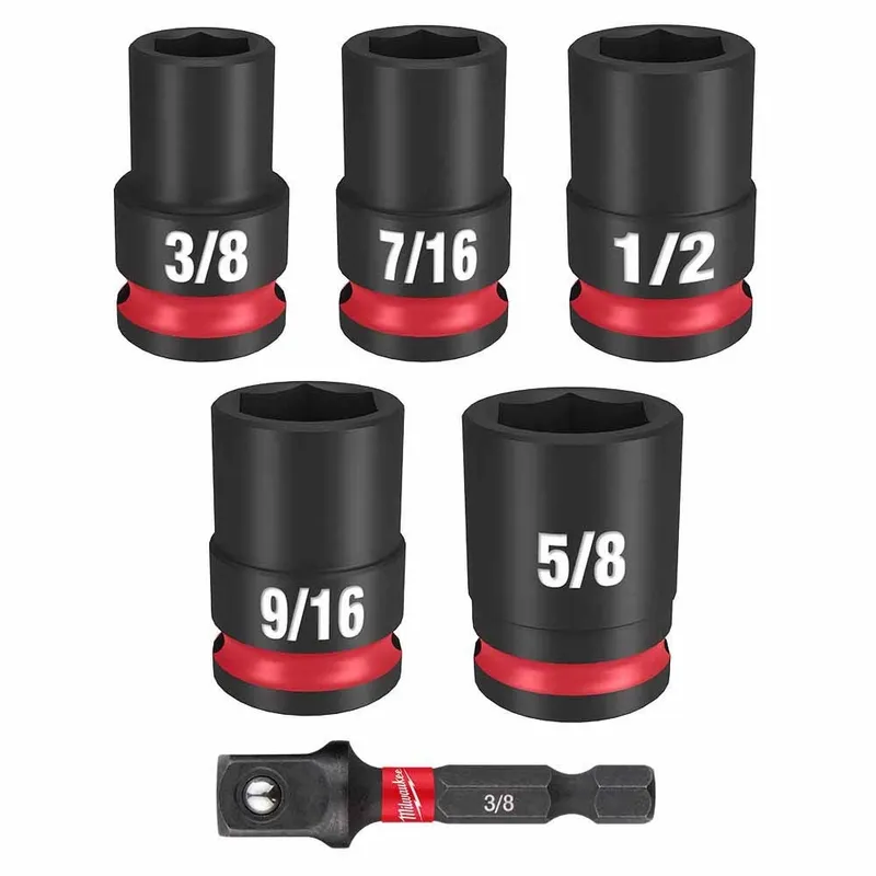 Milwaukee 3/8" Drive 6pc SAE Standard Impact Socket Set
