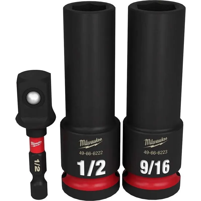 Milwaukee 3 Piece SHOCKWAVE Impact Duty 1/2" Drive SAE Deep 6 Point Socket Set