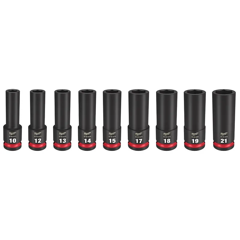 Milwaukee SHOCKWAVE 1/2" Drive Metric Deep Well 6 Point Impact Socket Set (9-Piece)