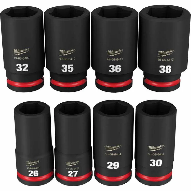 Milwaukee 8PCSHOCKWAVE Impact Duty 3/4" Drive Metric Deep 6 Point Socket Set