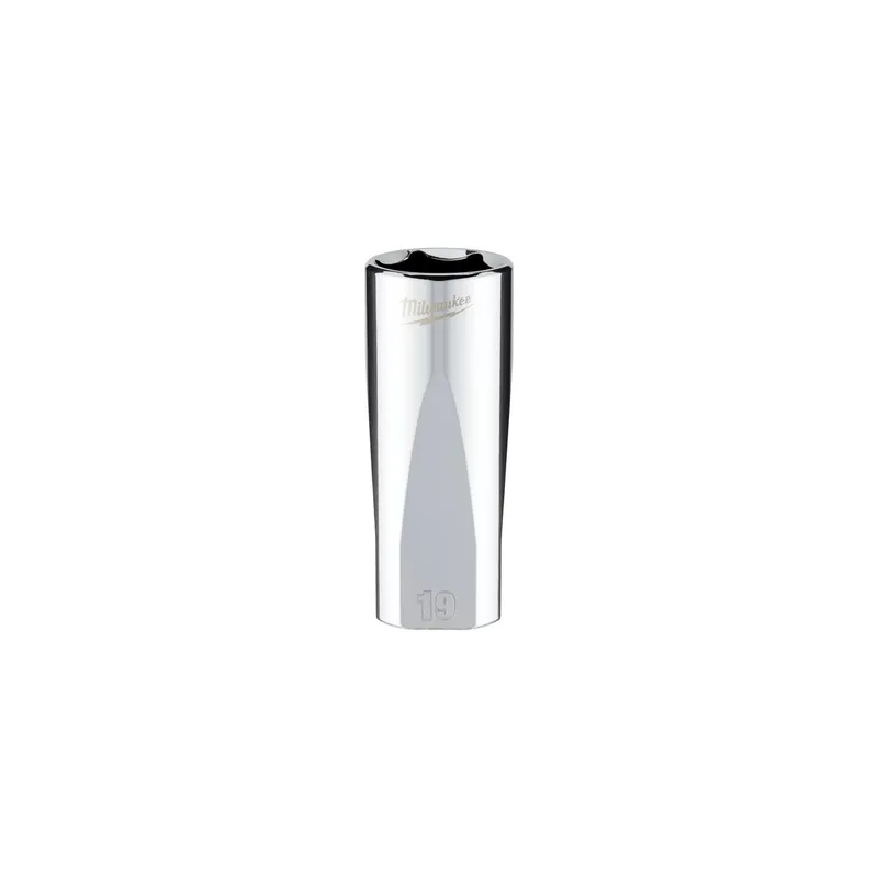 Milwaukee 3/8" Drive 19mm Metric Deep 6-Point Socket with Four Flat Sides