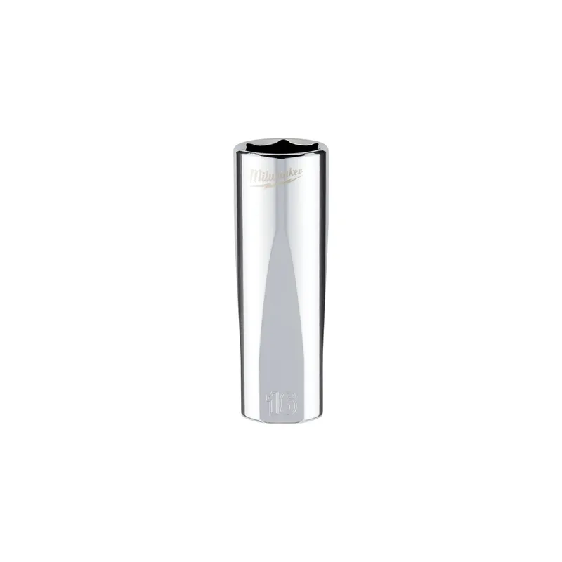 Milwaukee 3/8" Drive 16mm Metric Deep 6-Point Socket with Four Flat Sides