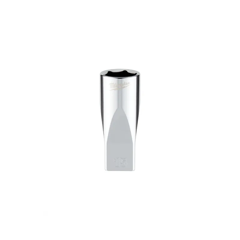 Milwaukee 1/4" Drive 15mm Metric 6-Point Deep Socket with Four Flat Sides