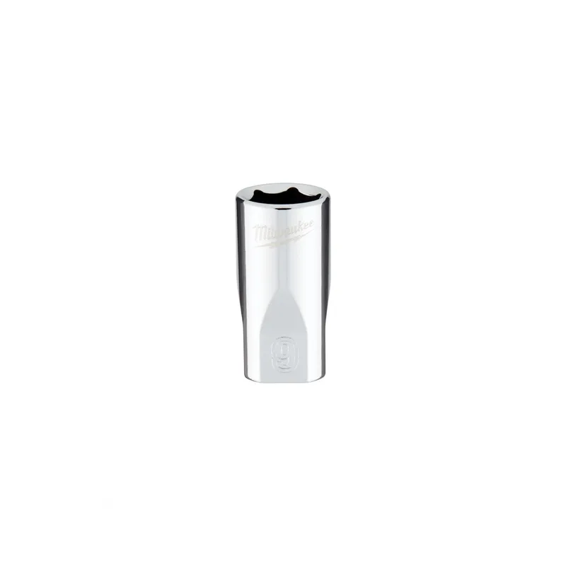 Milwaukee 1/4" Drive 9mm Metric 6-Point Socket with Four Flat Sides