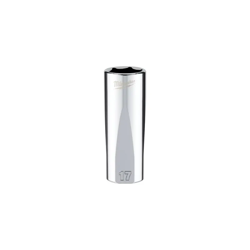 Milwaukee 3/8" Drive 17mm Metric Deep 6 Point Socket with Four Flat Sides