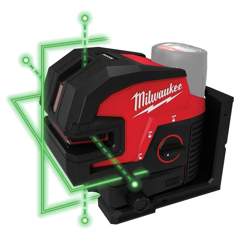 Milwaukee M12 Green Laser - Cross Line & 4-Points