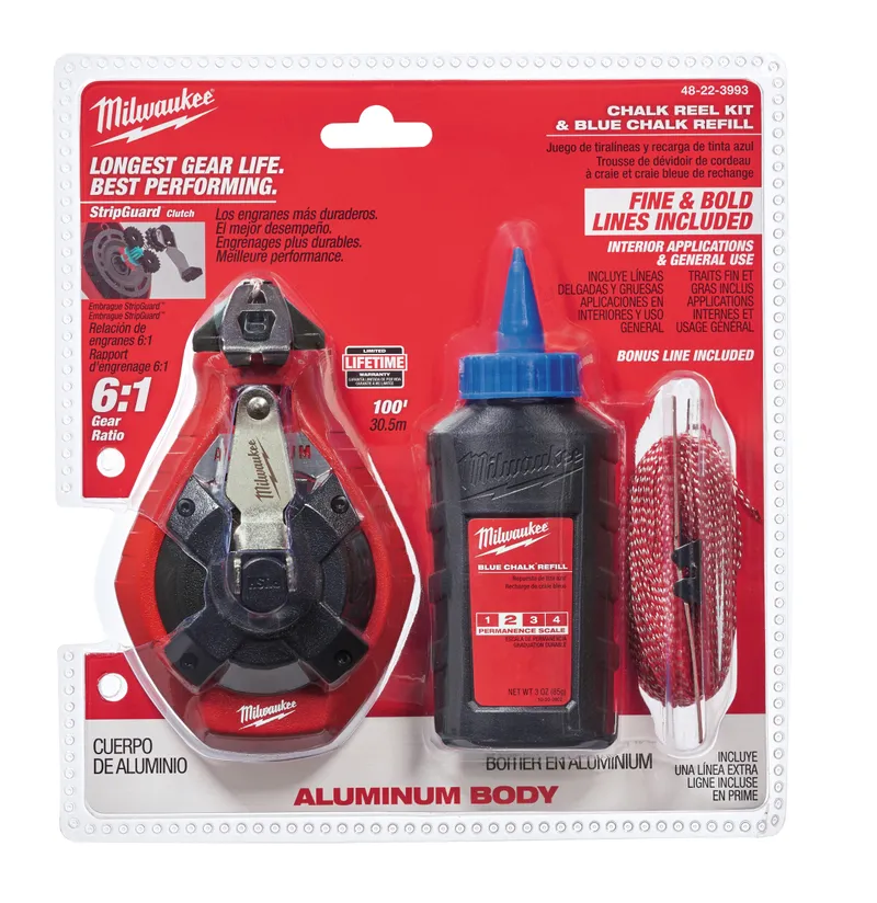 Milwaukee 100 Ft. Precision Line Chalk Reel Kit with Bonus Bold Line and Blue Chalk