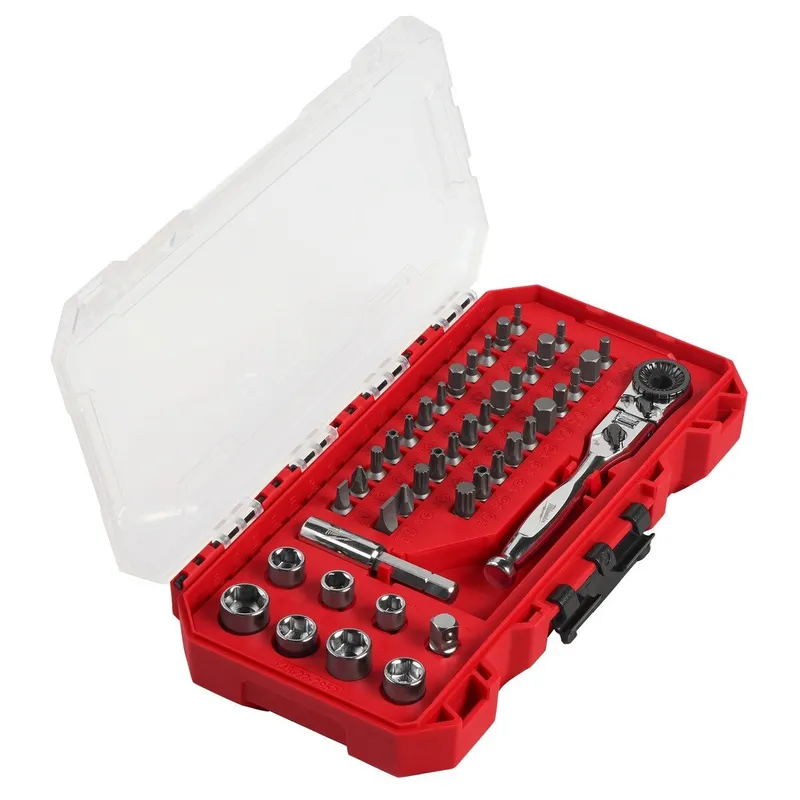 Milwaukee 1/4" Hex Drive Mini Flex Head Ratchet and Bit Set (44 Piece Set)