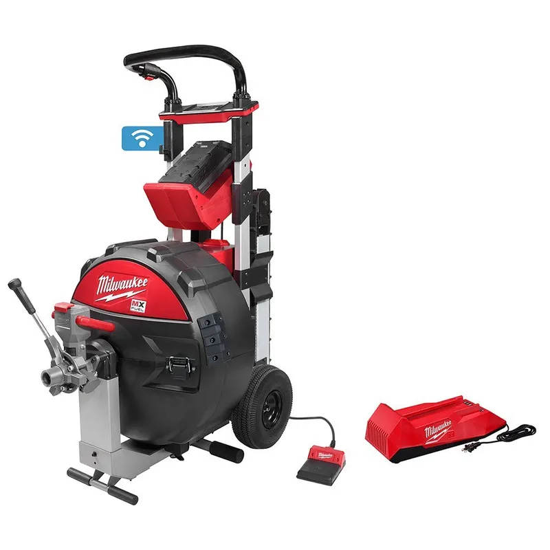 Milwaukee MX FUEL POWERTREDZ Sewer Drum Machine Drain Cleaner Kit w/ Battery and Charger