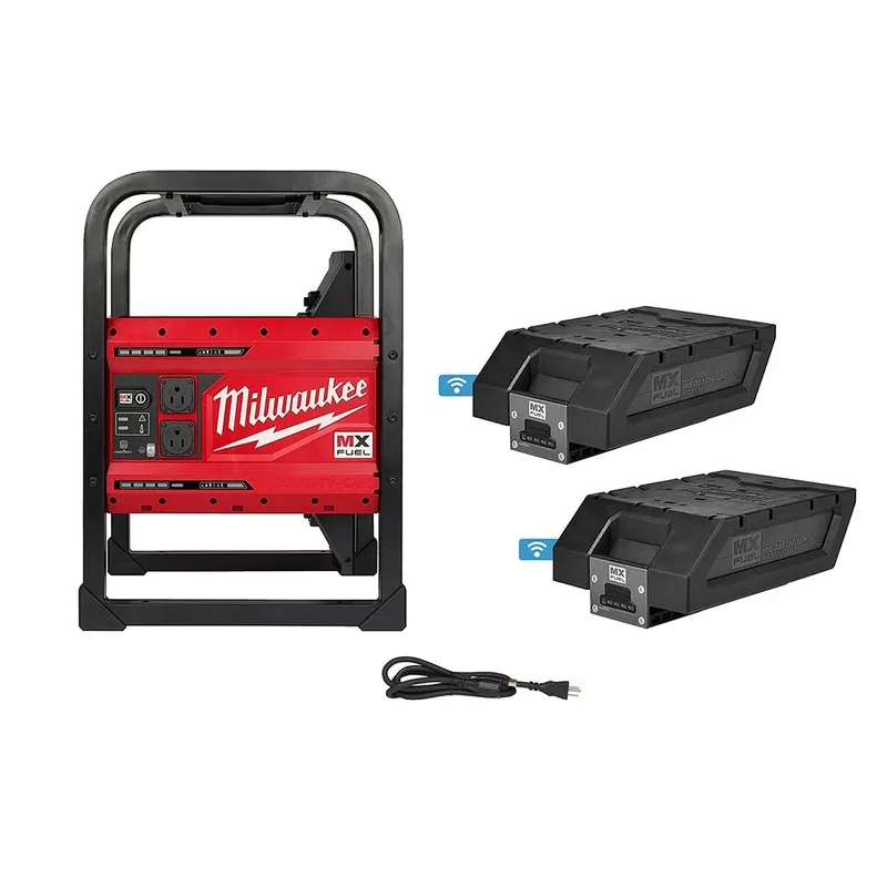 Milwaukee MX FUEL CARRY-ON Portable 3600W/1800W Push Start Battery Powered Power Supply Generator Kit w/ Two Batteries
