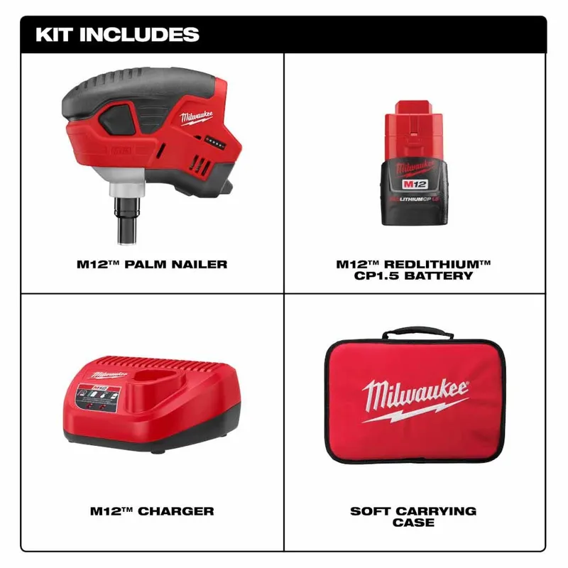 Milwaukee M12 Palm Nailer Kit
