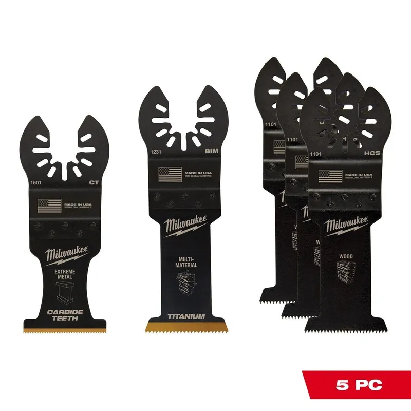 Milwaukee Universal Fit OPEN-LOK 1-3/8" Oscillating Multi-Tool General Purpose Blade Set (5 Piece)