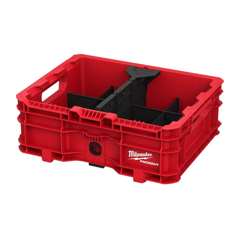 Milwaukee PACKOUT Low-Profile Crate with Dividers 18.63 x 14.75 x 6.75"