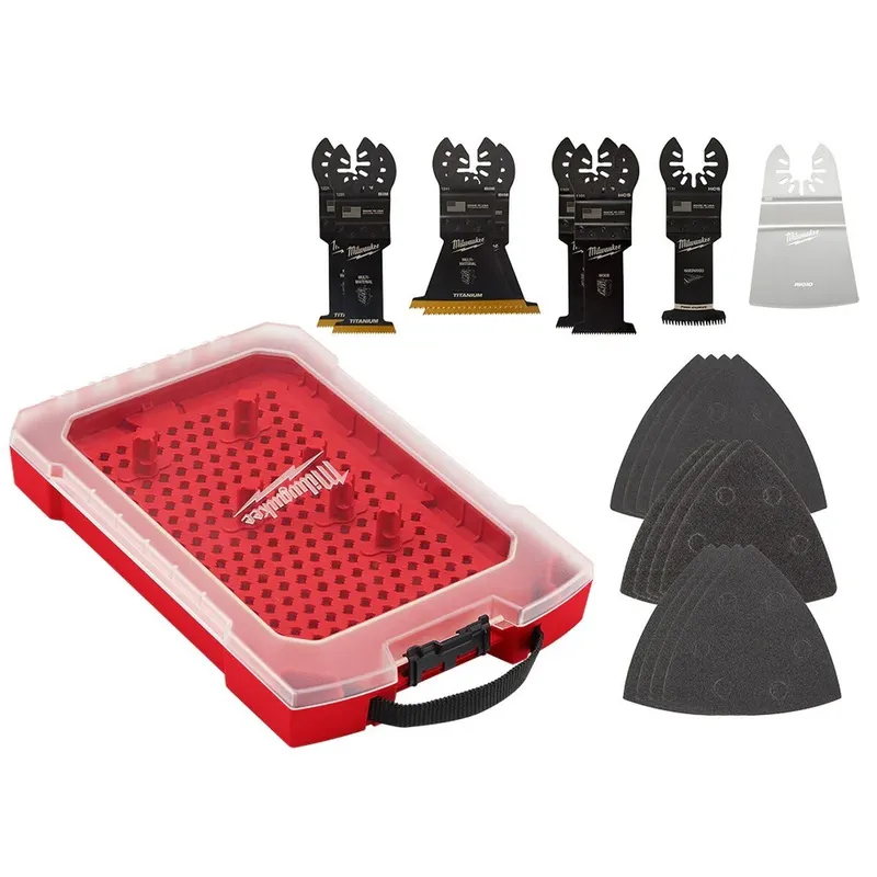 Milwaukee Open-Lok Oscillating Blade and Sandpaper Kit with Modular Case 11.32" x 7.5" x 1.5" (20 Piece)
