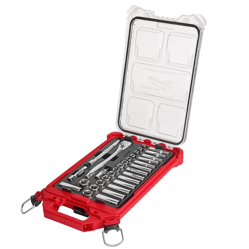 Milwaukee 3/8” 32pc Ratchet and Socket Set in PACKOUT - Metric
