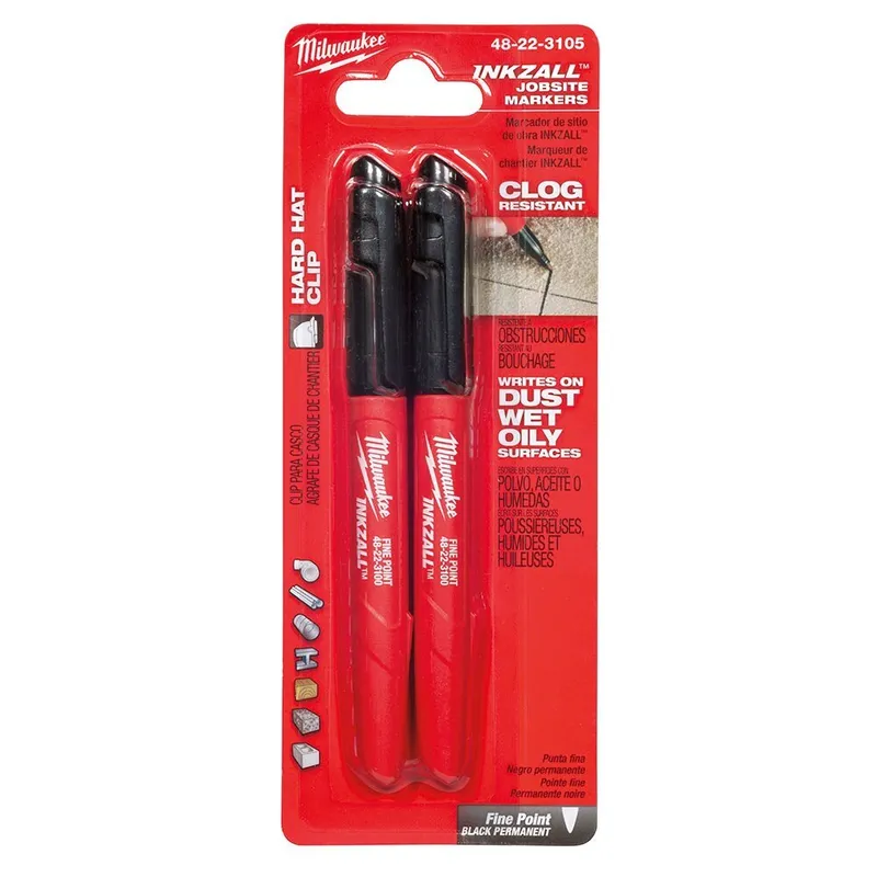 Milwaukee 2Pk Fine Point Black Markers