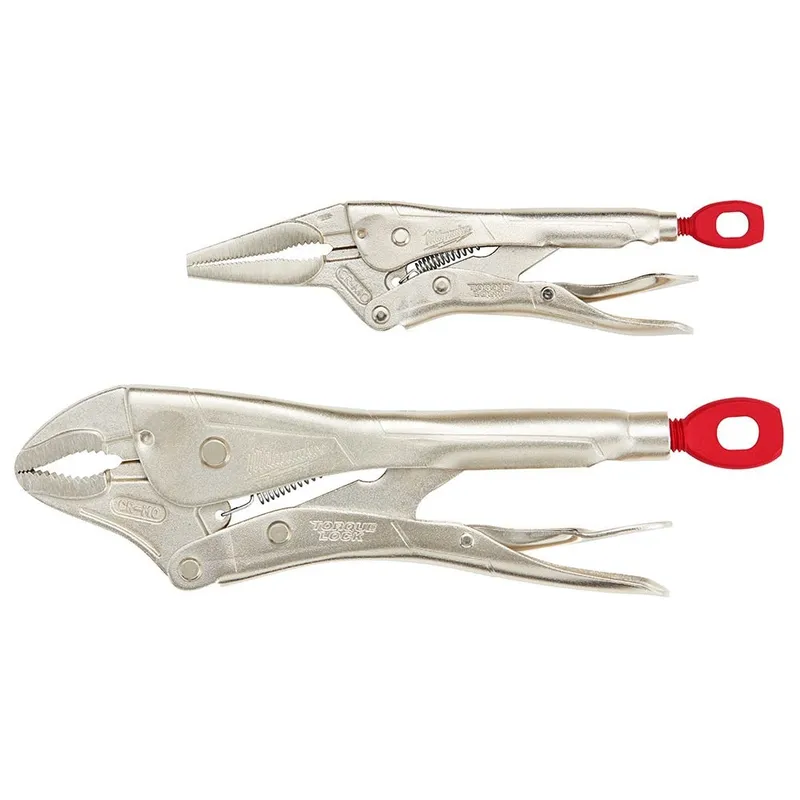 Milwaukee 2PC 10" CURVED JAW J & 6" LONG NOSE TORQUE LOCK LOCKING PLIERS SET