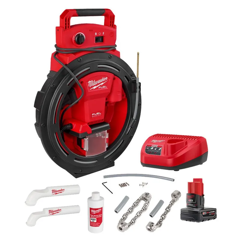 Milwaukee M12 FUEL High Speed Chain Snake for 1-1/4”-2” Pipes