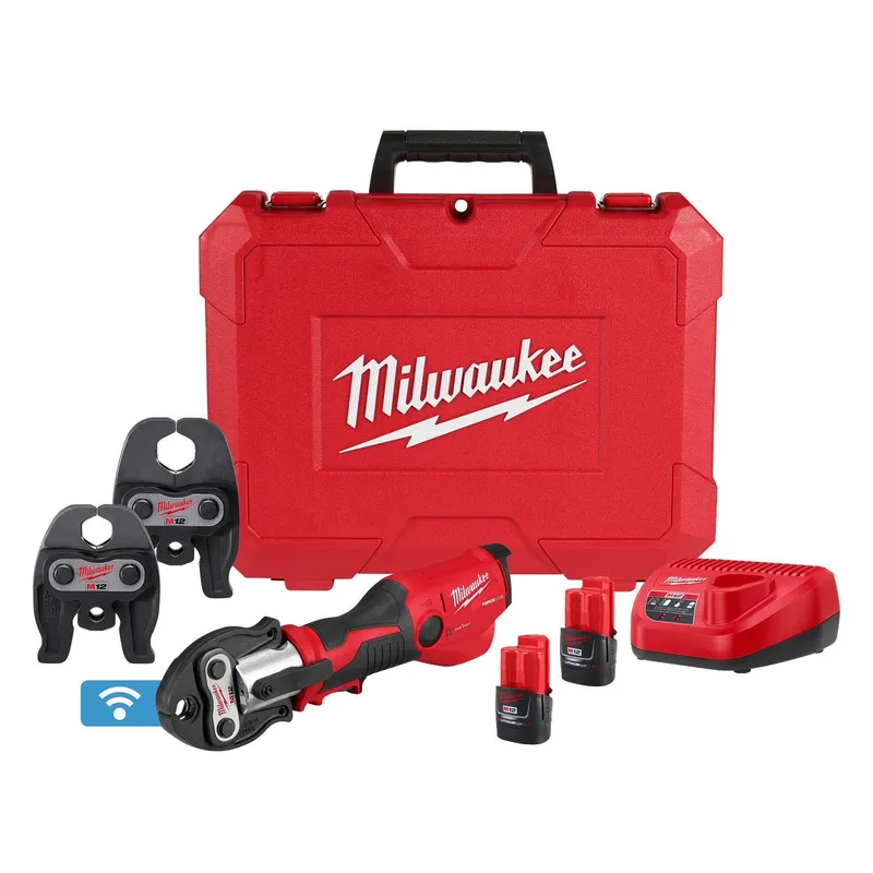 Milwaukee M12 FORCE LOGIC Press Tool Kit with ONE-KEY 1/2 in. to 1 in. CTS-V Jaws (2 Batteries)