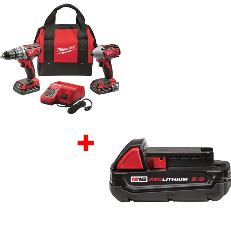 Milwaukee M18 2-Tool Combo Kit w/ FREE 48-11-1820 M18 2.0 Battery Pack